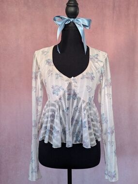 RSQ Floral Mesh Peplum Top | Size Medium